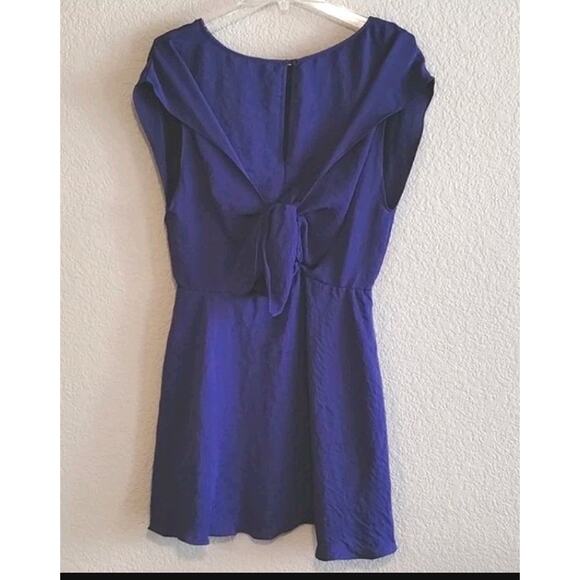 Rebecca Taylor Recycled Polyester Flowy Crepey Purple-Blue Cap Slv Mini Dress 6 - Picture 3 of 12